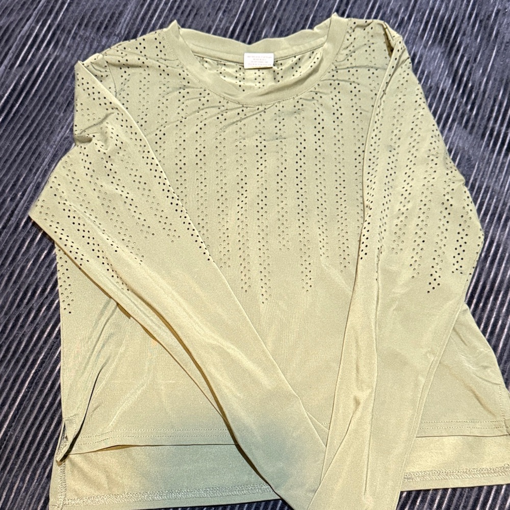 Elegant Light Green Studded Long Sleeve Top